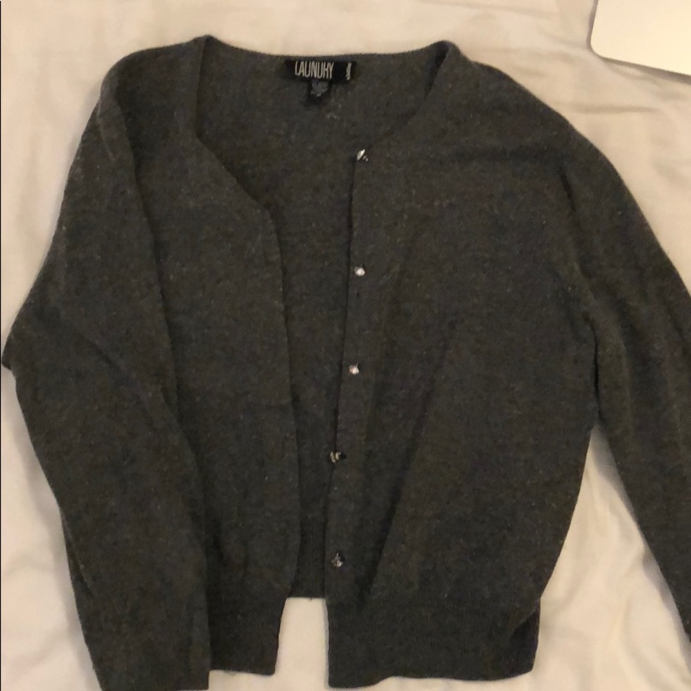 Laundry short grey cardigan with diamond buttons
